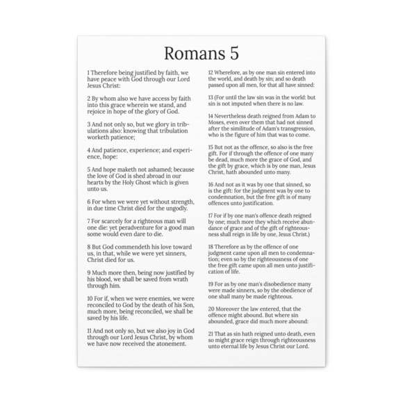 Scripture Sign Justification Romans 5 White Chapter Christian Wall Art Print Re